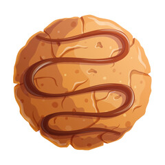 Delicious oatmeal cookies decorated with chocolate close-up. The concept of confectionery, cakes, pastries, cooking, confectionery. Isolated vector illustration for the design of menus, banners