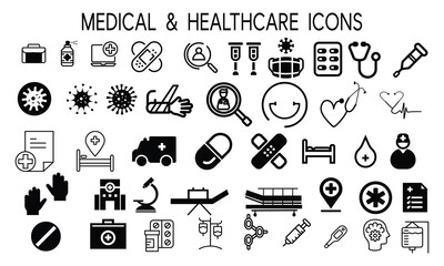 Medicine and Health symbols - minimal thin line web icon set. Outline icons collection. Simple vector illustration.