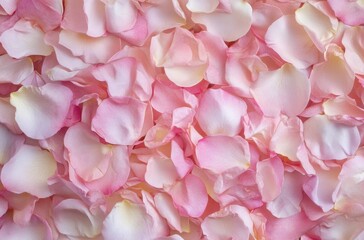 Obraz premium Close-up of delicate pink rose petals in soft, blurred texture, light and airy