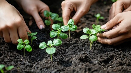 Hands Planting Seedlings in Garden Soil &ndash; A Touch of Nature's Growth