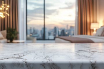 Sleek Marble Table With In Modern Bedroom