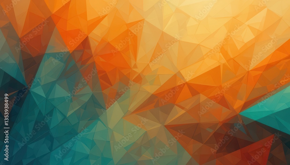 Poster abstract orange and teal triangle background dynamic geometric design