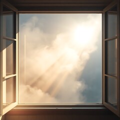 Sunbeams through open window.