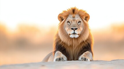 Obraz premium Majestic lion at sunrise