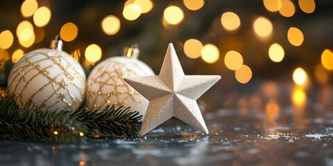 Elegant Christmas Decoration with Star and Pinecone