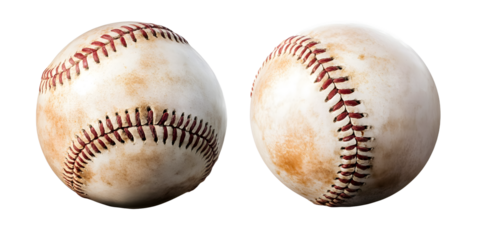 Baseball used isolated on transparent background, PNG, 