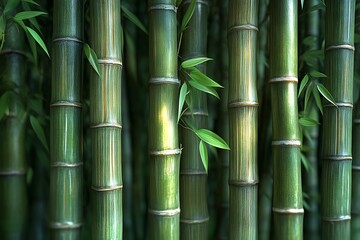 Fototapeta premium Lush bamboo forest sunlight background texture
