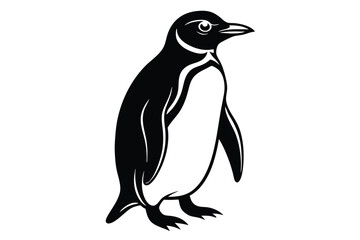 Obraz premium penguin black silhouette art illustration white background