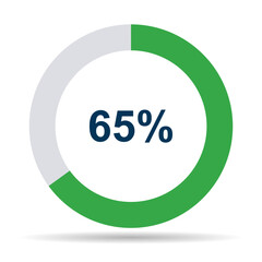 Information round diagram 65 percent shadow icon, infographic pie design, marketing vector illustration .