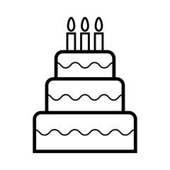 Sweet cake icon, bakery dessert food symbol, happy birthday day graphic vector illustration .