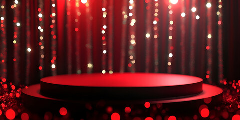 Elegant Product Display Podium with Golden Bokeh Lights