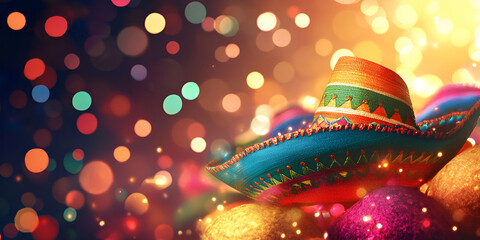 Festive Mexican Sombrero with Colorful Lights
