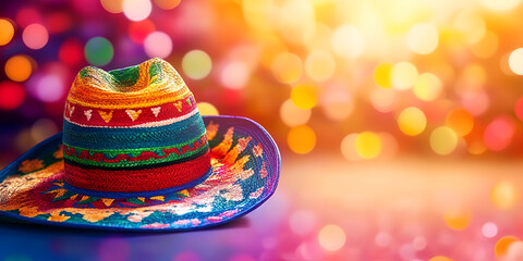 Festive Mexican Sombrero with Colorful Lights
