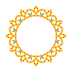 Traditional Holidays marigold floral mandala border, wedding frame, festive greeting frame design