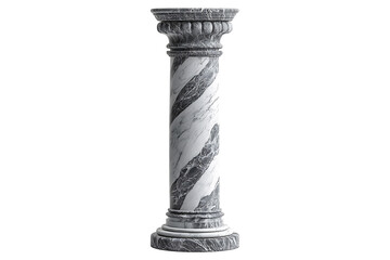 Marble pedestal column plant stand studio Isolated on White and Transparent Background PNG Image.