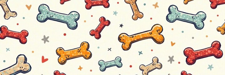 Naklejka premium Cute dog bone doodle pattern for wallpaper , Bone Pattern, Paw Print