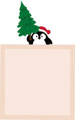 Square decorated with penguins and pine trees