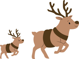 Baby reindeer running after mother reindeer