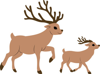 mother and baby reindeer walking