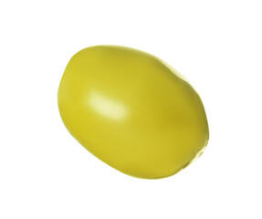 Delicious marinated green olive isolated on white