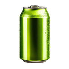 Fototapeta premium Cold Refreshing Green Aluminum Can with Condensation Beverage Packaging Mockup