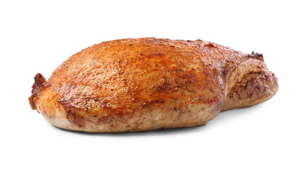 Piece of delicious baked turkey isolated on white