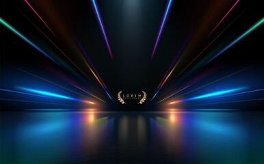 Neon light rays with reflection effect