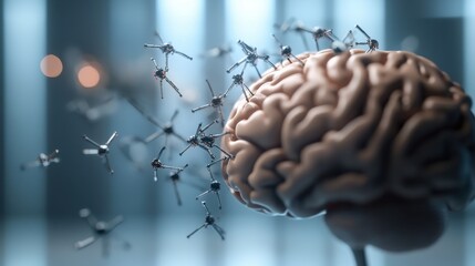 A swarm of tiny nanobot AIs diligently repairing damaged structures with precision and efficiency.