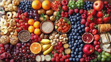 A vibrant 8-bit pixel art food tapestry, showcasing iconic retro gaming foods, carefully crafted in 4K resolution, offering a nostalgic journey for gamers and art lovers alike. 