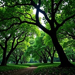 Obraz premium Dark foliage, twisted tree branches, twisted, exotic