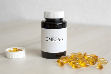 Black Premium Bottle of Omega-3 Fatty Acids, Professional Strength Supplement 