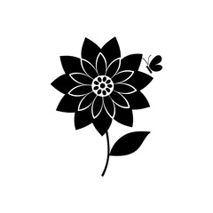 creative details Flower with a Tiny Butterfly Icon vector illustration