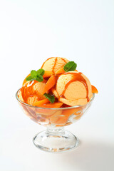 Apricot ice cream sundae