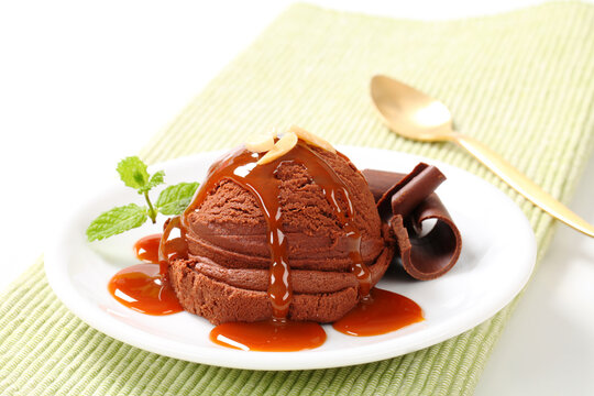 Scoop of chocolate ice cream