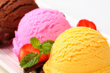 Three scoops of ice cream