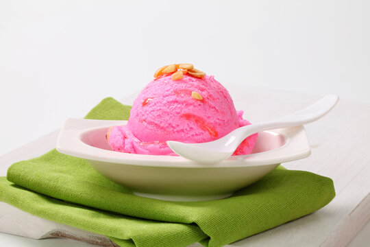 Scoop of pink ice cream