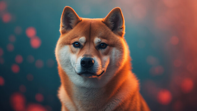 A beautiful Shiba Inu dog with soft bokeh background. Bright eyes, warm fur, and an intelligent expression create a stunning pet portrait with cinematic lighting