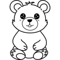 Hand drawn line drawing of a bear coloring page