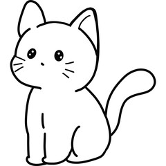 cute cat coloring book with kawaii kitten outline art, coloring page for kids, hand draw black line art