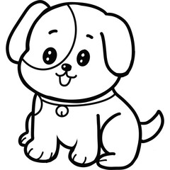 King Charles Spaniel Dog Coloring Page, Hand Drawn Vector Illustration