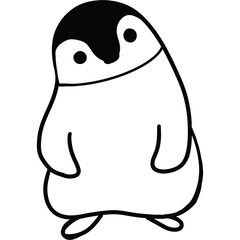 Hand drawn coloring page of a penguin
