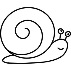 Vector illustration of Cute cartoon snail smiling and looking up black and white drawing For children to learn to color according to the picture.