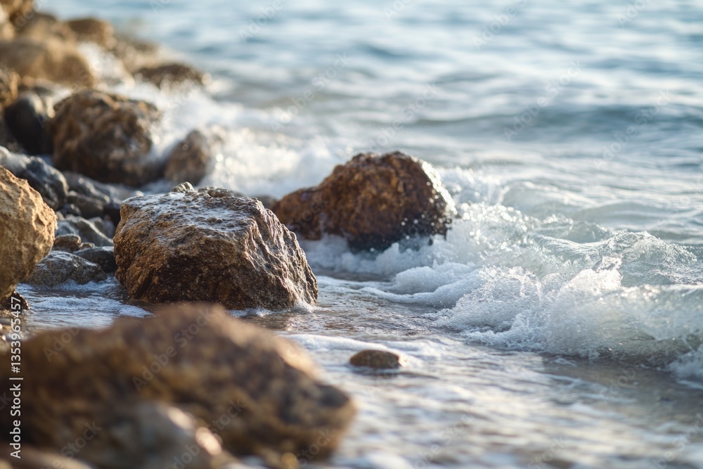 Poster a close-up view of rocks submerged in water, ideal for use as a background or texture