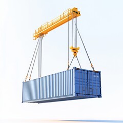 A large container is being lifted by a crane