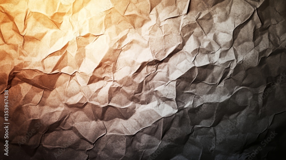 Poster textured crumpled paper surface creates dynamic visual contrast and depth