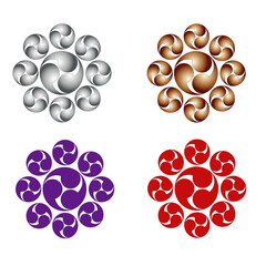 カラー家紋:九曜巴（透過可）