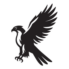Obraz premium Hawk silhouette black and white vector icon