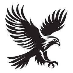 Fototapeta premium Hawk silhouette black and white vector icon