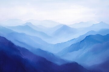 Obraz premium Serene blue mountain range landscape.