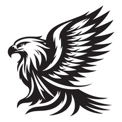 Obraz premium Hawk silhouette black and white vector icon